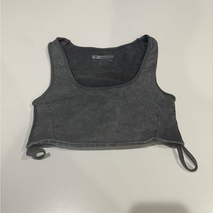 Stone gray scrunch crop top